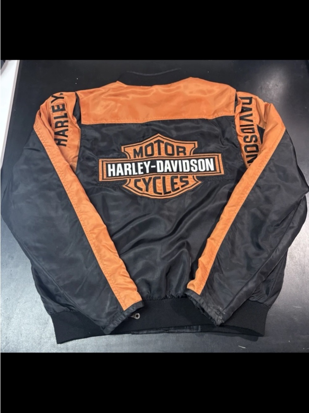 Harley-Davidson Size Medium Black/Orange Jacket with Logo Mesh Lining Breathable